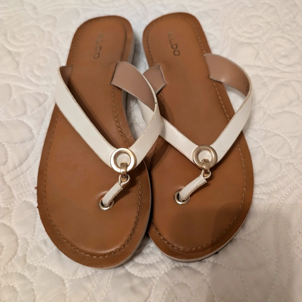 ALDO Women's White and Tan Sandals